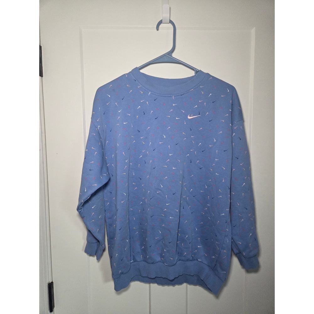 Nike Sportswear All Over Mini Swoosh Print Crewneck Sweatshirt Blue Large